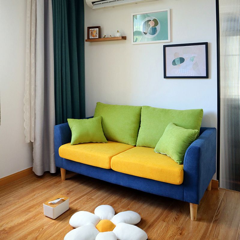 Scandinavian Cotton Blend Settee Square Arm Loveseat with Removable Cushions Clearhalo 'furn' 'furn_sofas' 'Furniture' 'furniture_sofas' 'Living Room Furniture' 'Sofa' 'sofas' 1200x1200_d341b7b9-500a-4ac0-afd7-6dc7858ed812