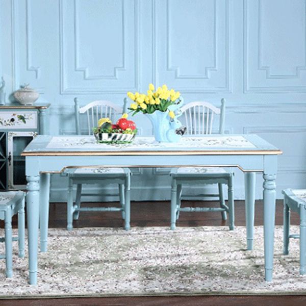 Rectangle 4 Legs Retro Modern Dining Table Two-Color Fixed Table of Solid Wood Clearhalo ' dining_table' 'Dining Tables & Seating' 'Dining Tables' 'furn' 'furn_dining_table' 'Furniture' 'furniture_dining_table' 'Kitchen & Dining Furniture' 'kitchen&dining_furn' 'kitchen' 'kitchen_dining_table' 1200x1200_d341e38a-5ced-4138-abe1-8f328cce5936