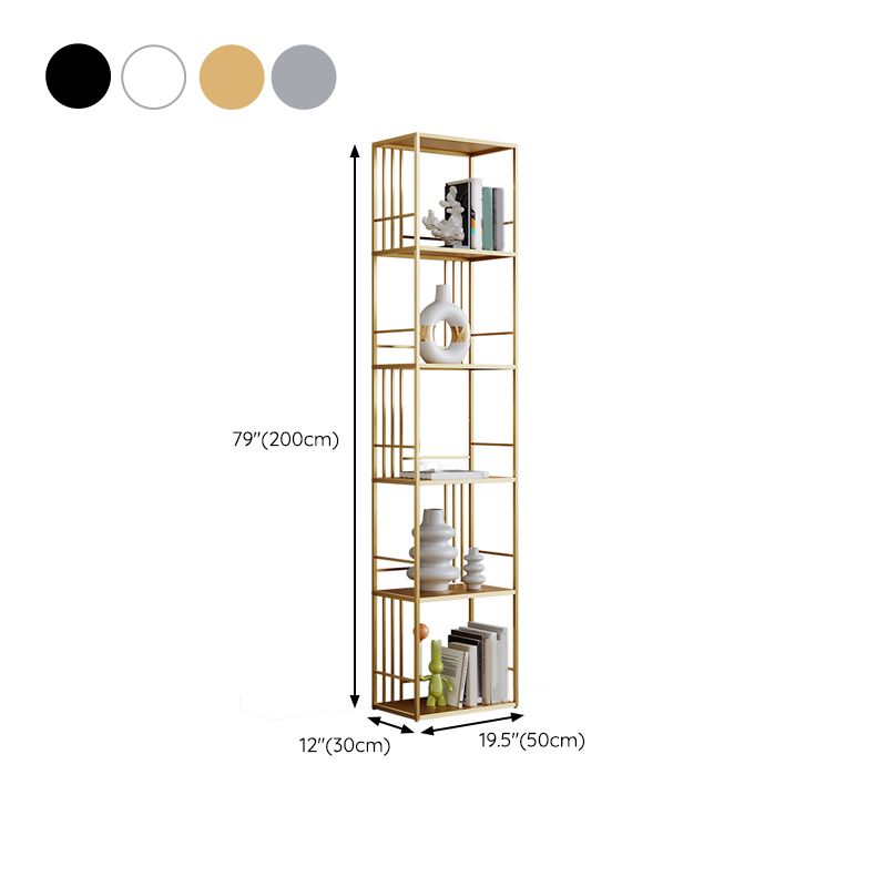 Metal Glam Bookshelf Standard Open Back Bookcase with Shelves