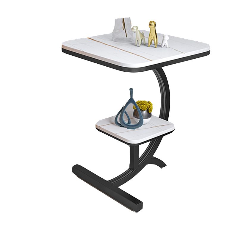 Double Tier Square Slate Top End Table Metal C Side Table for Living Room Clearhalo 'Coffee & Accent Tables' 'End & Side Tables' 'end_side_tables' 'furn' 'furn_end_side_tables' 'Furniture' 'Living Room Furniture' 1200x1200_d3433e1a-a162-4d33-9920-6e89c6ed8e84