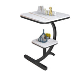 Double Tier Square Slate Top End Table Metal C Side Table for Living Room Clearhalo 'Coffee & Accent Tables' 'End & Side Tables' 'end_side_tables' 'furn' 'furn_end_side_tables' 'Furniture' 'Living Room Furniture' 1200x1200_d3433e1a-a162-4d33-9920-6e89c6ed8e84
