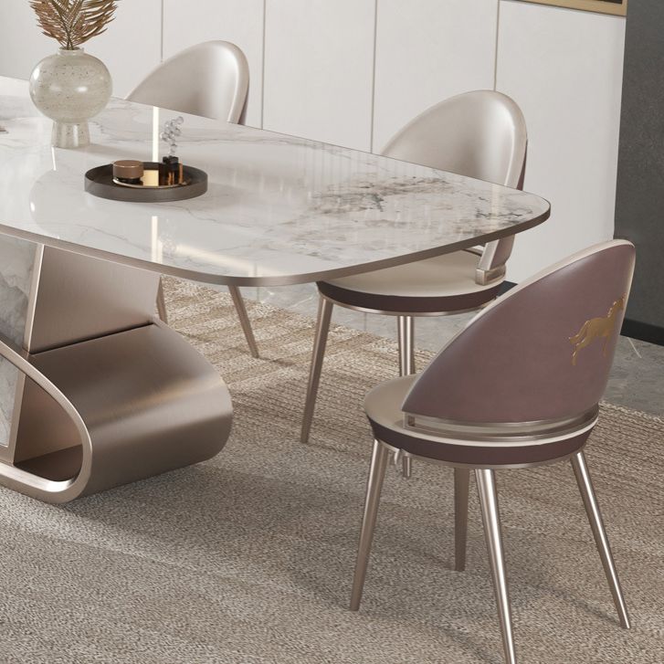 Designer Style 1/4/5/6/7/9 Pieces Dining Table Set Rectangle Sintered Stone Top Table Set Clearhalo 'Dining Room Sets' 'Dining Tables & Seating' 'dining_room_set' 'furn' 'furn_dining_room_set' 'Furniture' 'Kitchen & Dining Furniture' 1200x1200_d3433f42-cad7-4d30-a51d-bfc3b414613a