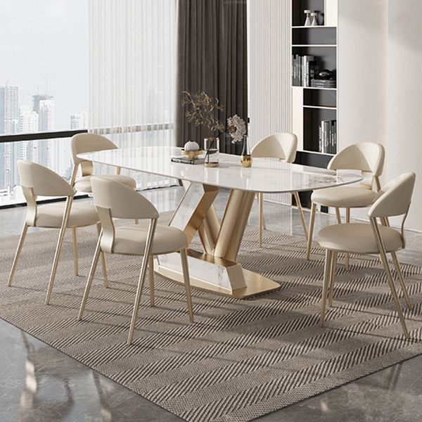 Juego de comedor con tapa de piedra sinterizada nórdica, juego de mesa de comedor Rectangular de 1/4/5/7/9 piezas