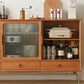 Tavolo di sideboard in legno massiccio marrone Server da pranzo moderno con cassetti