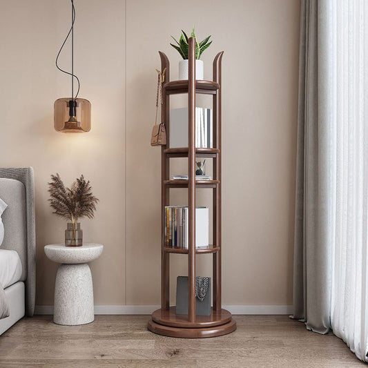 4 Shelves Etagere Bookcase Wooden Contemporary Open Back Bookshelf