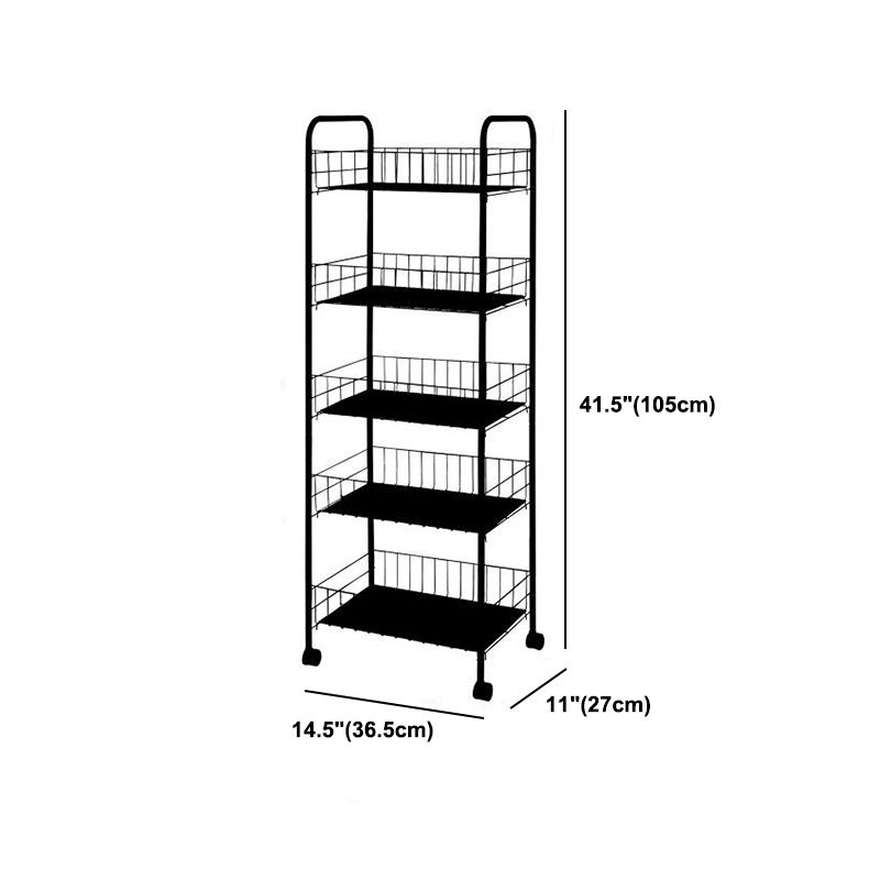 Industrial Iron Etagere Bookshelf Open Vertical Bookshelf with Caster Wheels Clearhalo 'Bookcases' 'furn' 'furn_bookcases' 'Furniture' 'furniture_bookcases' 'kitchen' 'kitchen_bookcases' 'Living Room Furniture' 'Office Furniture' 1200x1200_d34b7fcd-eb0a-4079-8b16-dd90ee0917ff