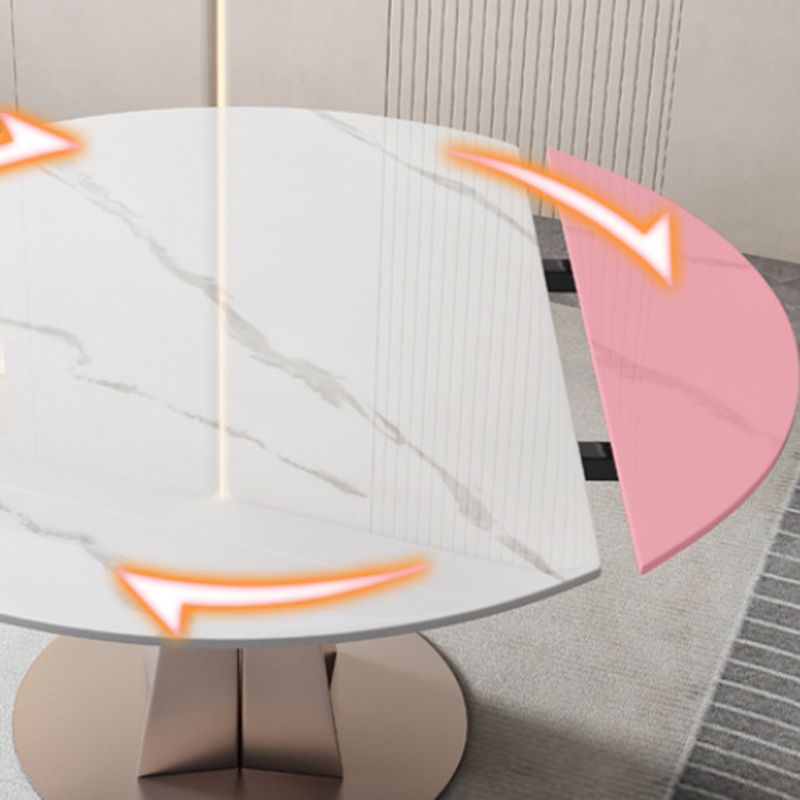 Modern Round Stone Table Standard Height Table Dining with Pedestal Base