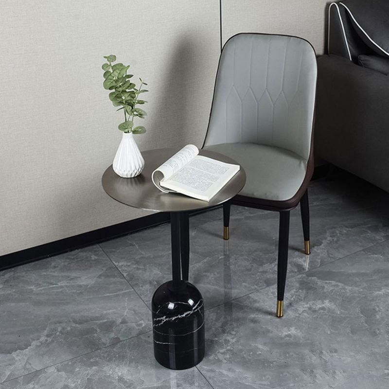 Contemporary Metal End Table Round Pedestal Accent Side Table