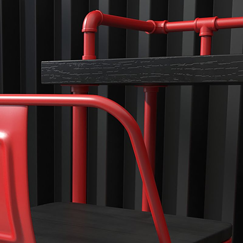 Industrial Wood Bar Table with Rectangle Table Top Red Trestle Table - 45.28" H Clearhalo 'Bar Furniture' 'Bar Tables' 'bar_tables' 'furn' 'furn_bar_tables' 'Furniture' 'furniture_bar_tables' 'Kitchen & Dining Furniture' 1200x1200_d350280c-b215-4cb4-ab20-326c179fd0c9