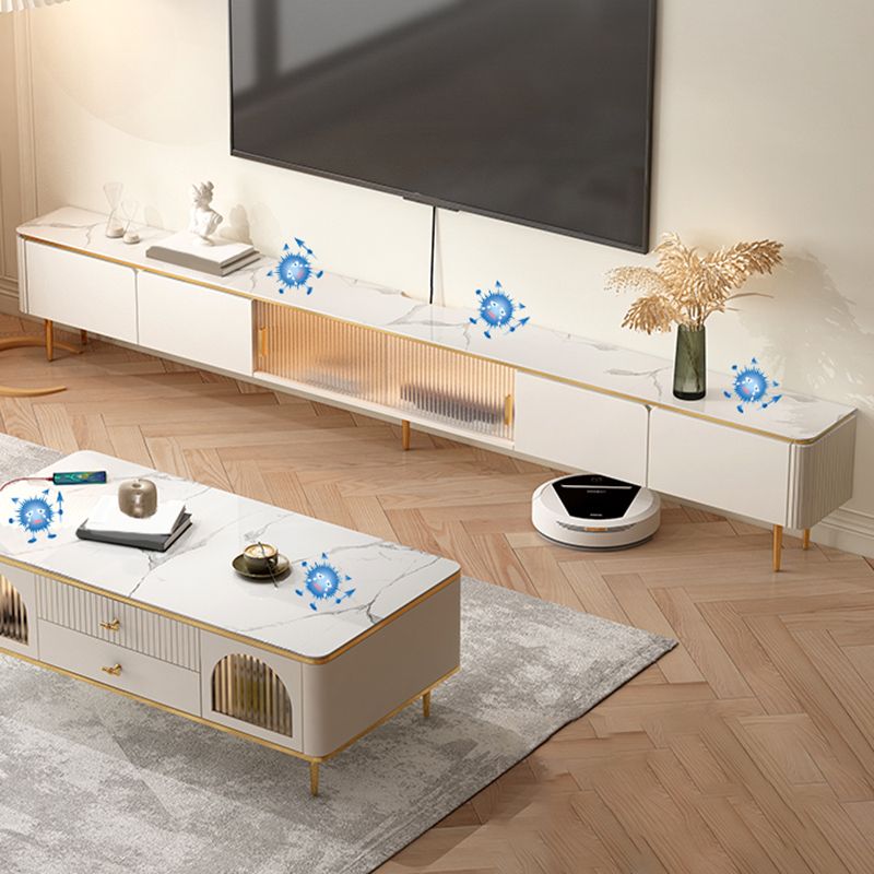 Stone Media Console TV Stand Modern TV Stand Console with 4 Drawers Clearhalo 'furn' 'furn_tv_stands_entertainment_centers' 'Furniture' 'Living Room Furniture' 'TV Stands & Entertainment Centers' 'TV Stands & Media Storage Furniture' 'tv_stands_entertainment_centers' 1200x1200_d3507e46-1e75-41ba-a5c5-1f4219c3ade9