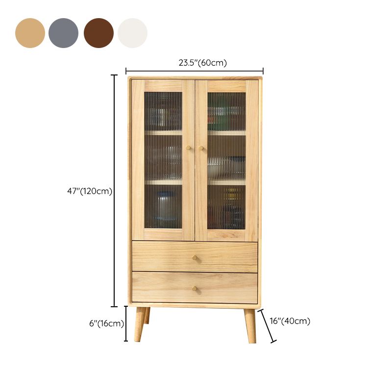 Modern Glass Paned Accent Cabinet 1-Door Solid Wood Chest with 2 Drawers Clearhalo 'Cabinets & Chests' 'cabinets_chests' 'furn' 'furn_cabinets_chests' 'Furniture' 'Living Room Furniture' 1200x1200_d35136be-825d-4763-9070-415262d6ec32