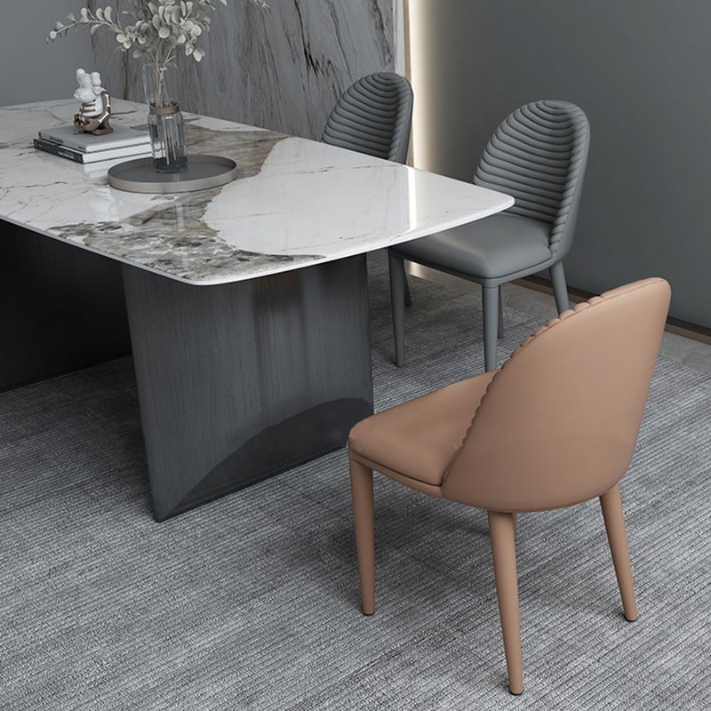 Glam Dining Room Side Chairs Faux Leather Metal Base Armless Chairs Clearhalo 'Dining Chairs' 'Dining Tables & Seating' 'dining_chair' 'furn' 'furn_dining_chair' 'Furniture' 'furniture_dining_chair' 'Kitchen & Dining Furniture' 1200x1200_d354bebb-fab0-4255-a03b-2dcaa8f22c41