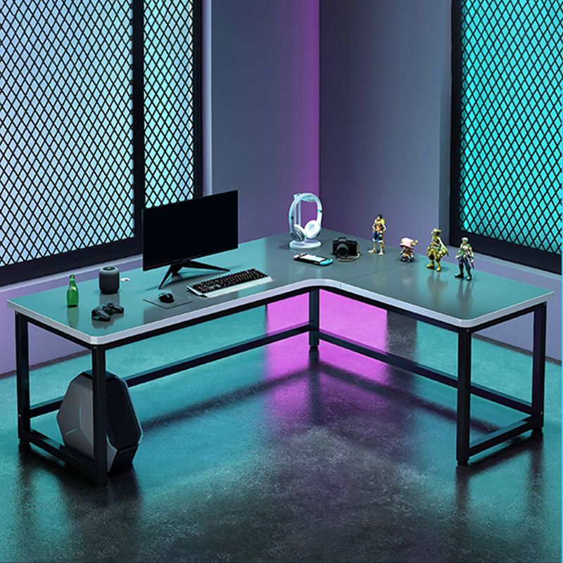 Black and Natural Gaming Desk Ergonomic Industria Wood Computer Desk L with Metal Legs Clearhalo 'furn' 'furn_office_desk' 'Furniture' 'Office Desks' 'Office Furniture' 'office_desk' 1200x1200_d3550992-532a-4655-9dc5-d276585246cf