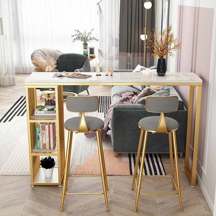 Tavolo da bar in pietra in stile glam a doppio piedistallo tavolo da pranzo per soggiorno