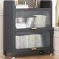 Modern Stainless Steel Bookcase, Grey, Geometric Bookshelf for Any Room with Door