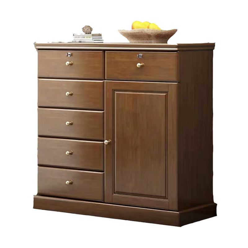 39.4" Tall Solid Wood Chest 6 - Drawer and 1 - Door Accent Cabinet Clearhalo 'Cabinets & Chests' 'cabinets_chests' 'furn' 'furn_cabinets_chests' 'Furniture' 'Living Room Furniture' 1200x1200_d356cddc-127a-4cba-81e9-cdb2227f7851