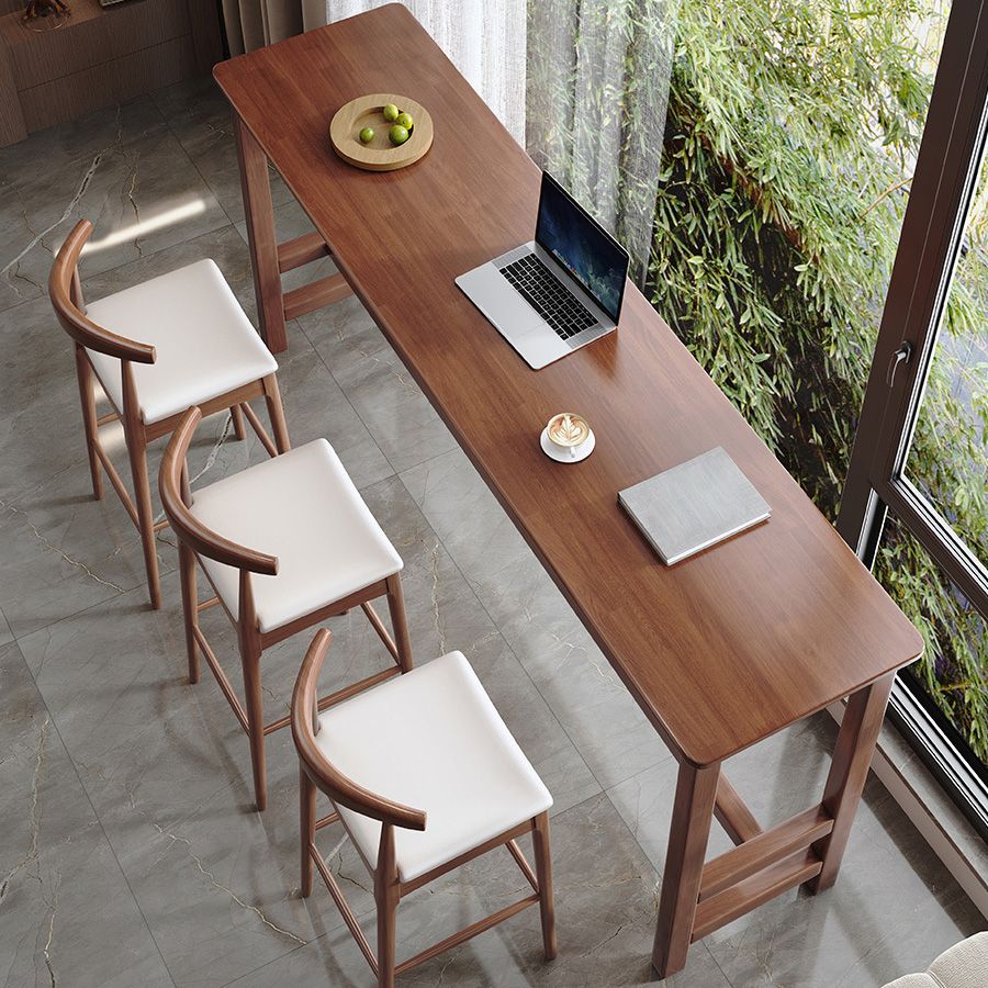 Indoor Contemporary Bar Dining Table Rectangle Trestle Wood Bar Table Clearhalo 'Bar Furniture' 'Bar Tables' 'bar_tables' 'furn' 'furn_bar_tables' 'Furniture' 'Kitchen & Dining Furniture' 1200x1200_d35785a4-286f-46ac-a1e2-69cc6366e0c2