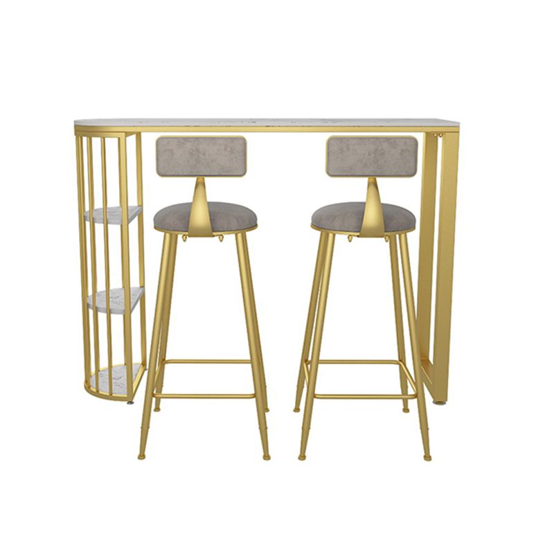 1/3 pezzi Glam Iron Bar Set Set di Bistro in marmo in finto bianco con scaffale