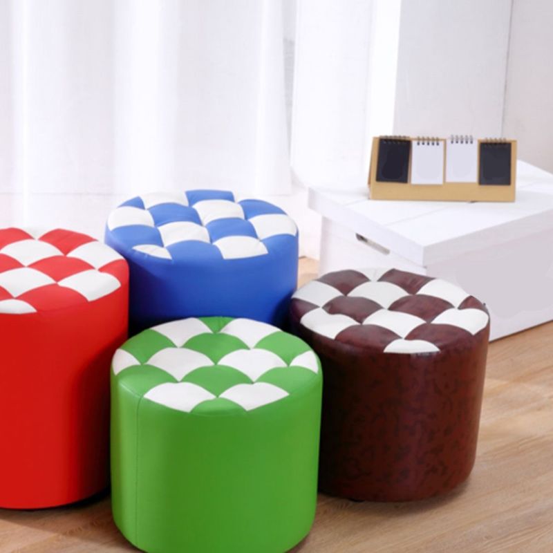 Contemporary Pouf Ottoman Faux Leather Tufted Square Pattern Cylinder Shape Ottoman Clearhalo 'furn' 'furn_ottomans_poufs' 'Furniture' 'Living Room Furniture' 'Ottomans & Poufs' 'ottomans_poufs' 1200x1200_d35917a3-2dc6-4d24-a199-d4ec9b132416