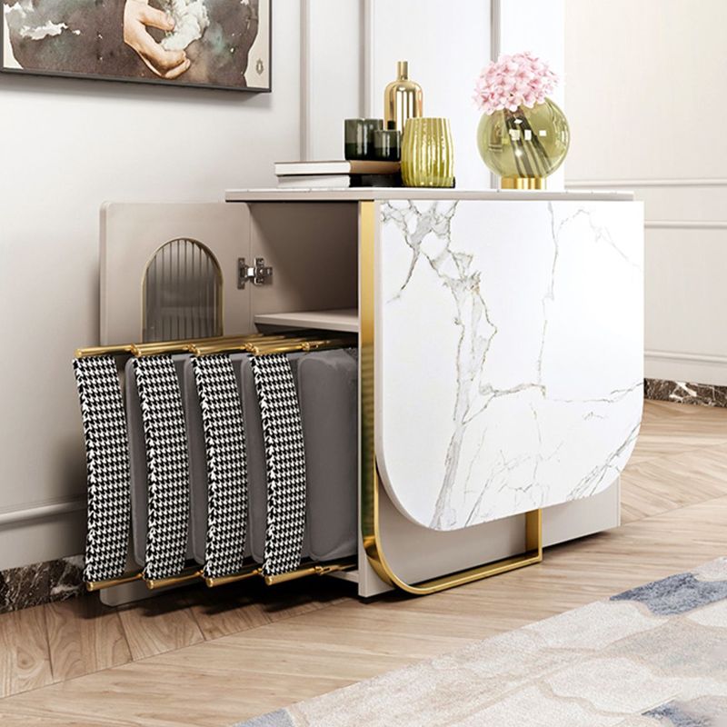 Modern 1/2/3/5 Pieces White Dining Table Set with Sintered Stone Top Foldable Dinette Set Clearhalo 'Dining Room Sets' 'Dining Tables & Seating' 'dining_room_set' 'Furniture' 'furniture_dining_room_set' 'Kitchen & Dining Furniture' 'kitchen&dining_furn' 'kitchen' 1200x1200_d3592c8b-e065-42e7-8783-4d9f394ae79d