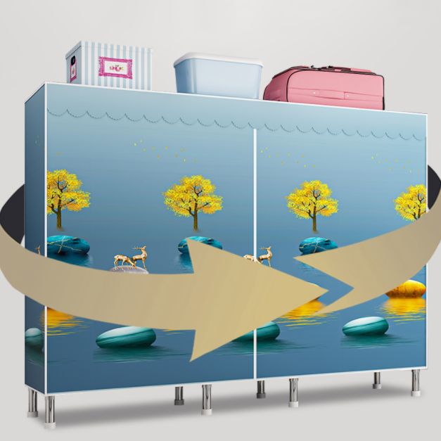 Contemporary Bedroom Wardrobe Metal Wardrobe Closet with Shelves Clearhalo 'Armoires & Wardrobes' 'armoires_wardrobes' 'Bedroom Furniture' 'furn' 'furn_armoires_wardrobes' 'Furniture' 1200x1200_d359f7e6-0fa8-401c-ada5-04ab784bb6ad