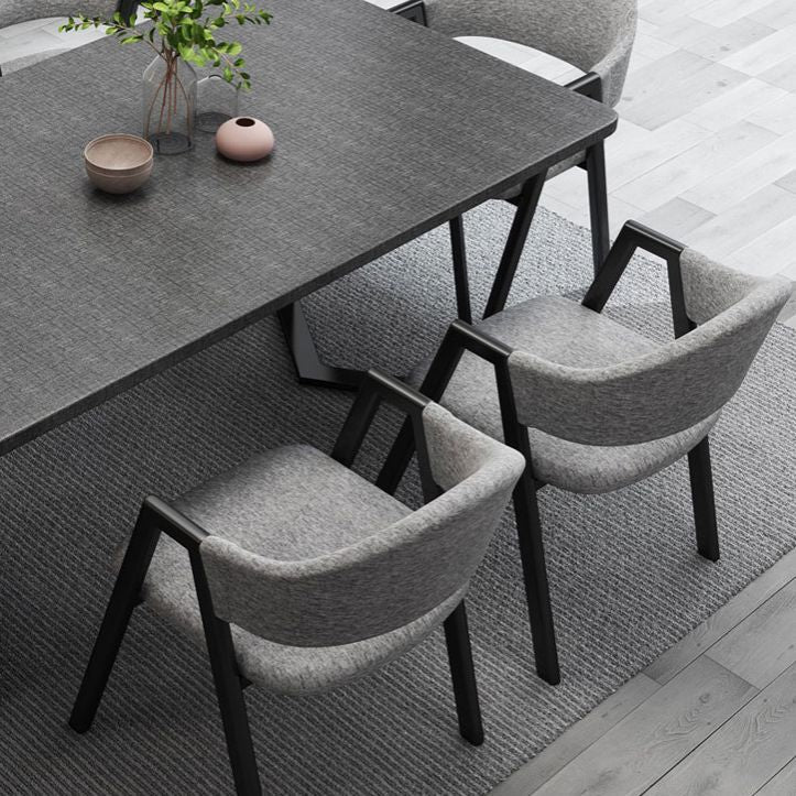 Modern Style Traditional Height Dining Set with Rectangle Shape Table and Double Pedestal Base Clearhalo 'Dining Room Sets' 'Dining Tables & Seating' 'dining_room_set' 'furn' 'furn_dining_room_set' 'Furniture' 'furniture_dining_room_set' 'Kitchen & Dining Furniture' 'kitchen&dining_furn' 'kitchen' 1200x1200_d35a653c-bd4d-4121-bb8b-2f1afdbc3540