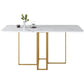 Modern Foldable White Table for Restaurant Rectangle Table with Trestle Base Clearhalo 'Dining Tables & Seating' 'Dining Tables' 'dining_table' 'furn' 'furn_dining_table' 'Furniture' 'Kitchen & Dining Furniture' 1200x1200_d35ae437-3336-4a8f-b466-787485e680c5