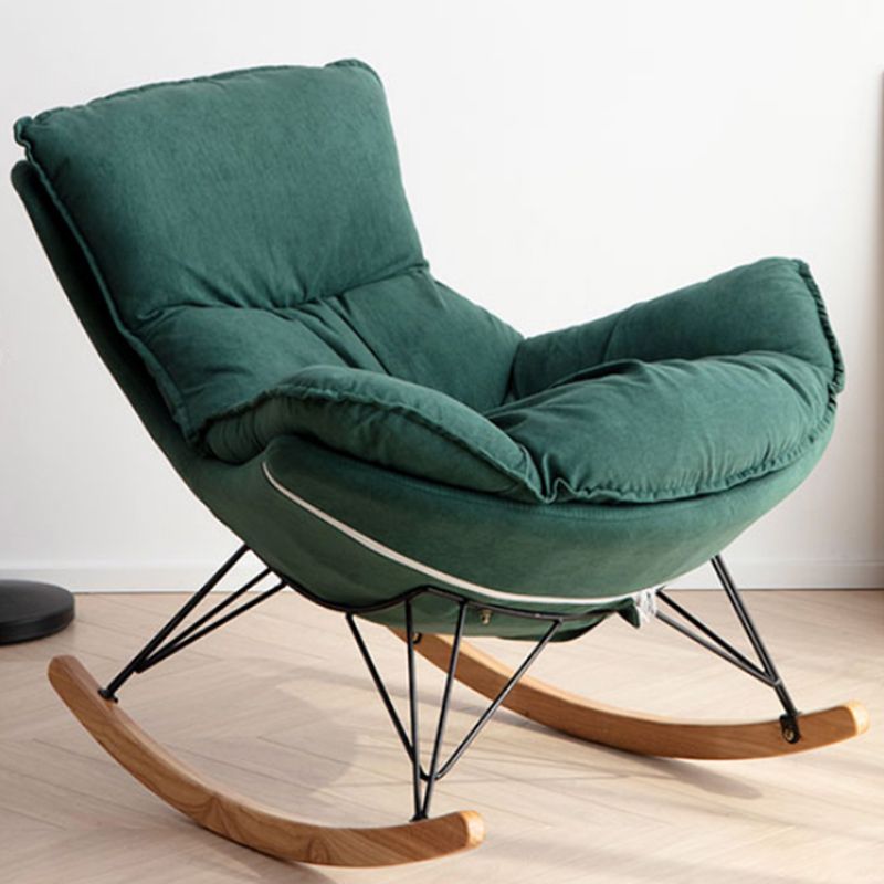 Chaise de rocker moderne rembourrée avec planeur de jambes sombres pour le salon