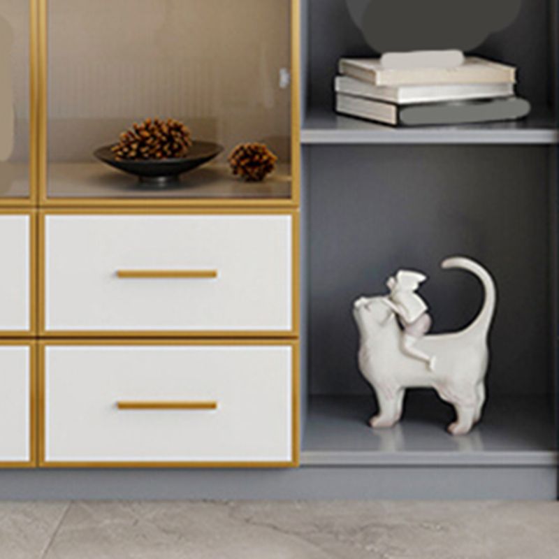 Glam Vertical Standard Bookshelf Manufactured Wood Bookcase with Glass Door