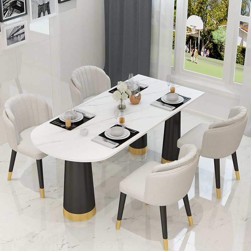 Metal Modern Free Form Dining Table Sintered Stone Top Table with 3 Legs Clearhalo ' dining_table' 'Dining Tables & Seating' 'Dining Tables' 'furn' 'furn_dining_table' 'Furniture' 'furniture_dining_table' 'Kitchen & Dining Furniture' 'kitchen&dining_furn' 'kitchen' 'kitchen_dining_table' 1200x1200_d35f34c4-12e7-4d72-a571-ed0706b0633e