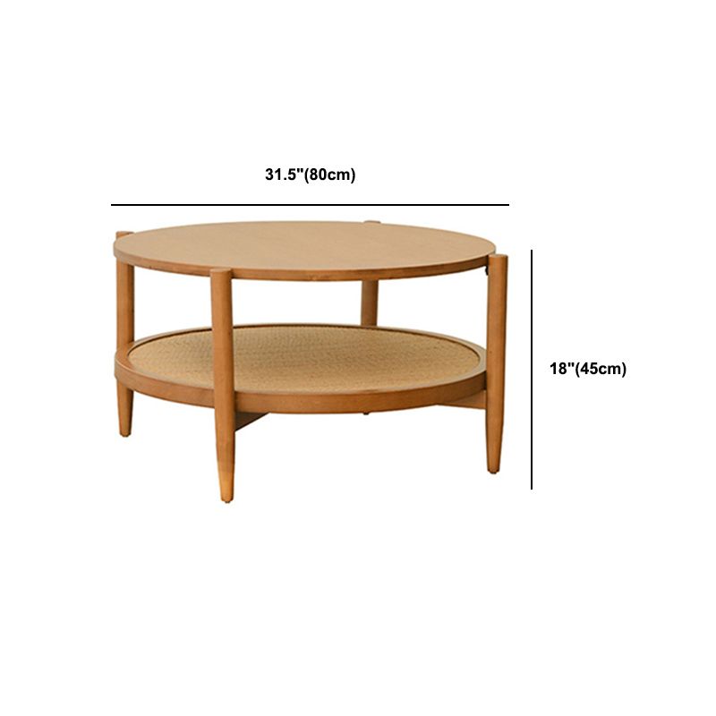 Nordic Cocktail Table 4 Legs Wooden with Storage Shelf Round Coffee Table Clearhalo 'Coffee & Accent Tables' 'Coffee Tables' 'coffee_tables' 'furn' 'furn_coffee_tables' 'Furniture' 'Living Room Furniture' 1200x1200_d35f374e-778e-4f06-84f8-dfbd12b84cd6