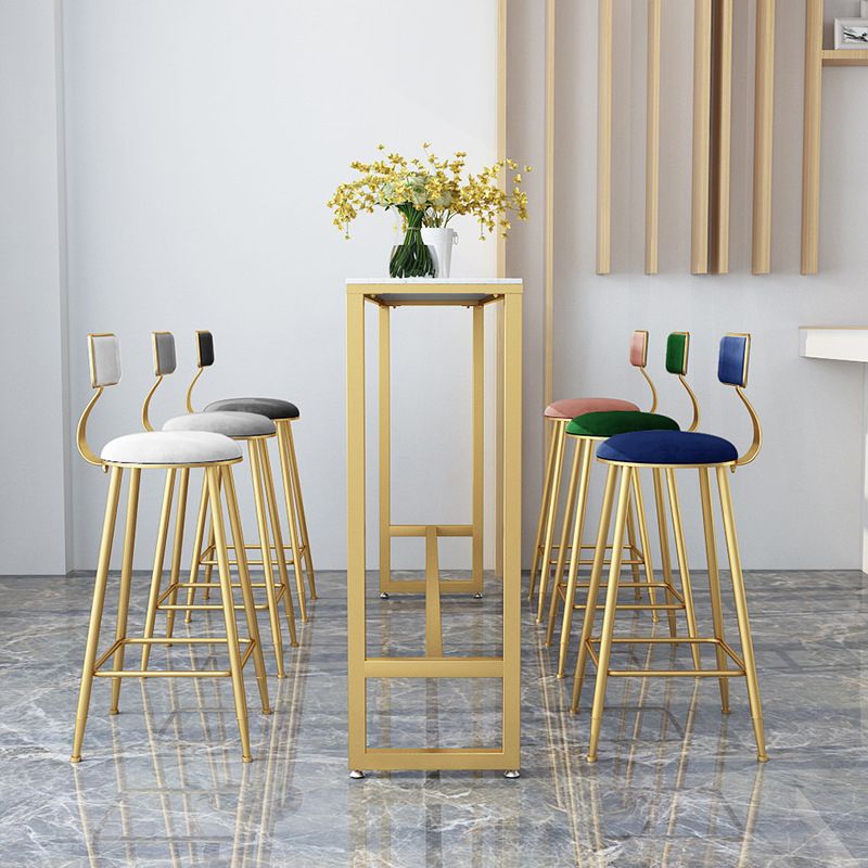 White Glam Style Bar Table in Iron Top and Faux Marble Bar Table, Only Table Clearhalo 'Bar Furniture' 'Bar Tables' 'bar_tables' 'furn' 'furn_bar_tables' 'Furniture' 'furniture_bar_tables' 'Kitchen & Dining Furniture' 1200x1200_d35f78e8-15b3-4bb2-b8e1-48e789d8240f