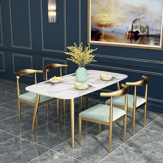 Nordic 1/3/4/5 pezzi Set da pranzo Tavolo da pranzo in pietra rettangolare per sala da pranzo