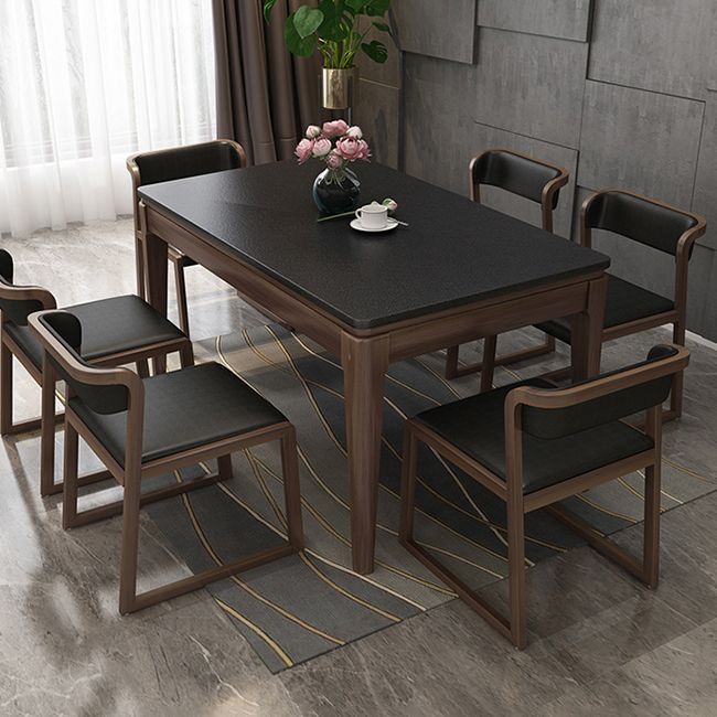 Rectangle Stone Top Dining Table Solid Wood 4 Legs Dining Table for Dining Room Clearhalo 'Dining Tables & Seating' 'Dining Tables' 'dining_table' 'furn' 'furn_dining_table' 'Furniture' 'Kitchen & Dining Furniture' 1200x1200_d3608625-088f-42b7-a820-8702ea53baaf