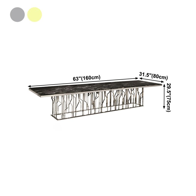 Luxury Style Marble Dining Table Single Pedestal Base Rectangle Table for Home Clearhalo ' dining_table' 'Dining Tables & Seating' 'Dining Tables' 'furn' 'furn_dining_table' 'Furniture' 'furniture_dining_table' 'Kitchen & Dining Furniture' 'kitchen&dining_furn' 'kitchen' 'kitchen_dining_table' 1200x1200_d3622e2e-5ca4-49df-873a-86489cc8016e