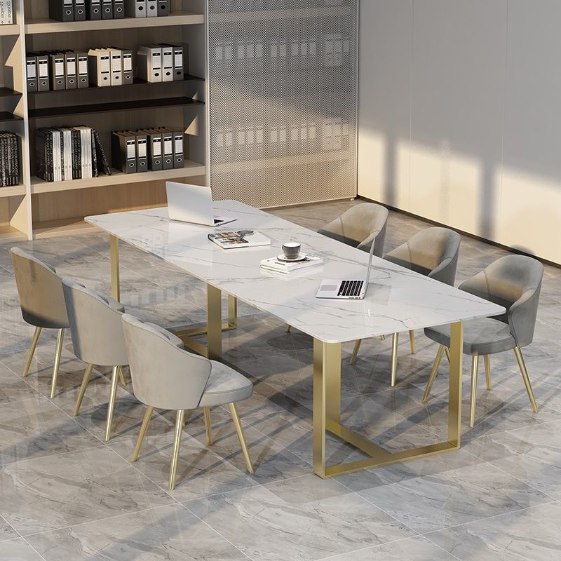 Rectangle White Dining Table Sintered Stone Table Luxury with Double Pedestal Clearhalo ' dining_table' 'Dining Tables & Seating' 'Dining Tables' 'furn' 'furn_dining_table' 'Furniture' 'furniture_dining_table' 'Kitchen & Dining Furniture' 'kitchen&dining_furn' 'kitchen' 'kitchen_dining_table' 1200x1200_d362a309-21d0-4ad3-b058-860c7aa4fe50