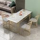 Mesa de comedor de piedra de lujo para mesa rectángulo de restaurante con base de metal