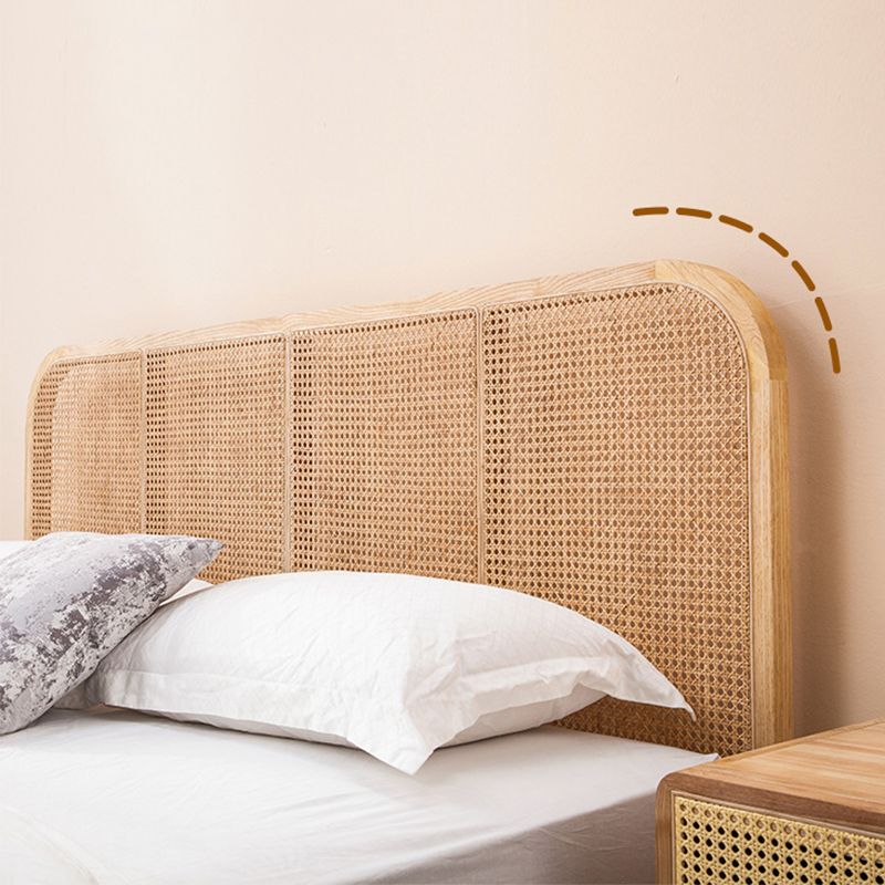 カスタムゴールドレッグ付きのソリッドウッドパネルベッドトロピカル標準ベッド