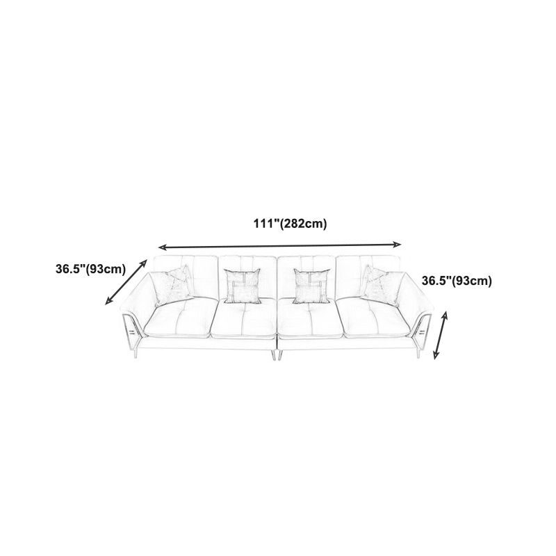 Contemporary Biscuit Back Sofa with Flared Arm for Apartment 36.61" Clearhalo 'furn' 'furn_sectionals' 'Furniture' 'furniture_sectionals' 'kitchen' 'kitchen_sectionals' 'Living Room Furniture' 'Sectionals' 1200x1200_d3653afc-83da-431b-ab2a-f7441c7dee38