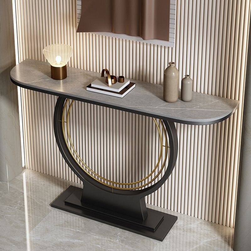 12 Inch Wide Accent Table Half Moon Stone Console Table for Hall Clearhalo 'Console Tables' 'console_tables' 'Entry & Mudroom Furniture' 'furn' 'furn_console_tables' 'Furniture' 1200x1200_d368964f-ac5b-4d17-93f8-5d3cb04a39f0