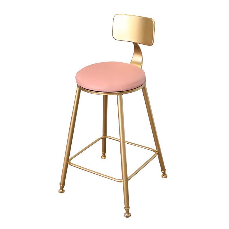 Glam Metal Bar and Counter Stool Low Back Stool with 4 Gold Legs Clearhalo 'Bar Furniture' 'Bar Stools' 'bar_stools' 'furn' 'furn_bar_stools' 'Furniture' 'furniture_bar_stools' 'Kitchen & Dining Furniture' 1200x1200_d3699511-cf0b-477a-afaf-9b9470caa164