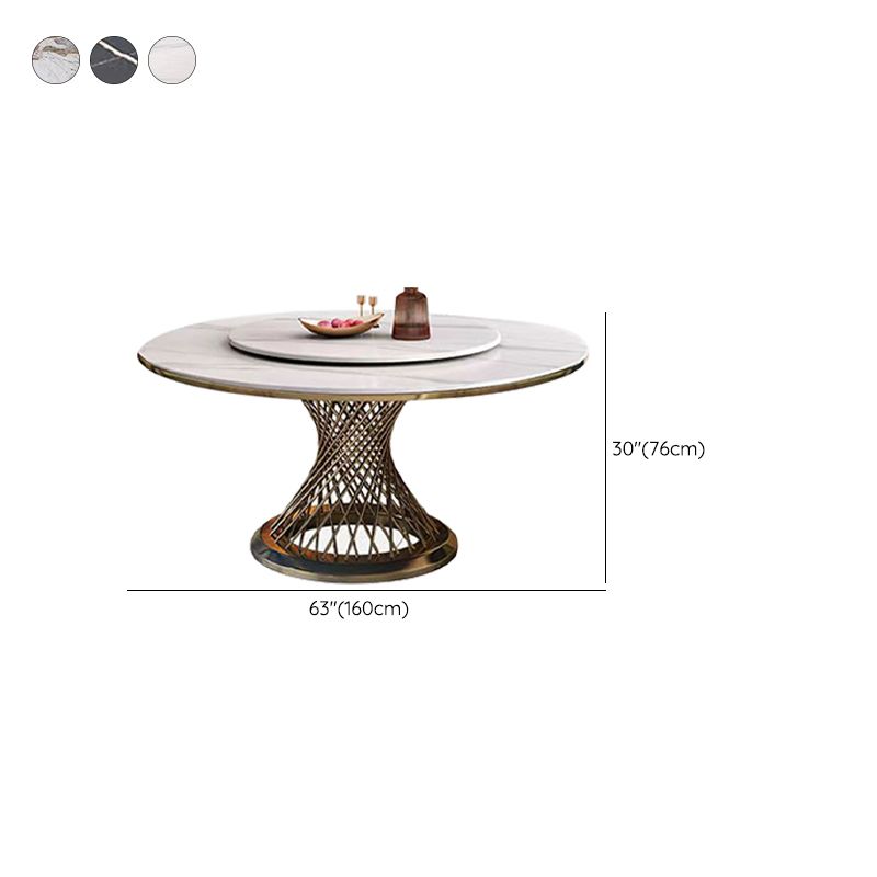 Round Turntable Dining Table Sintered Stone Dining Table for Home Clearhalo 'Dining Tables & Seating' 'Dining Tables' 'dining_table' 'furn' 'furn_dining_table' 'Furniture' 'Kitchen & Dining Furniture' 1200x1200_d36b488b-10d8-44cb-97dc-92449440f45f