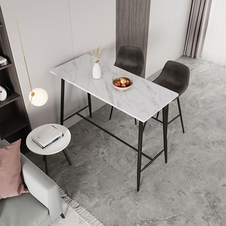 Industrial Black Metal Bar Table Rectangle Top 41.3"H Bistro Table with Footrest Clearhalo 'Bar Furniture' 'Bar Tables' 'bar_tables' 'furn' 'furn_bar_tables' 'Furniture' 'furniture_bar_tables' 'Kitchen & Dining Furniture' 1200x1200_d36cae63-1016-4686-b367-8a32a4f7775b