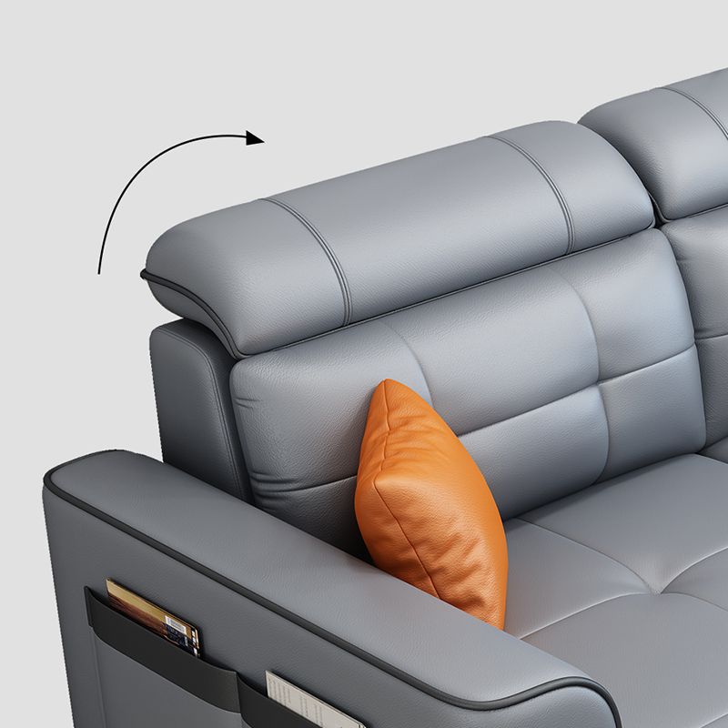 Contemporary Stain-resistant Sectional L-shape Sqaure Arm Sectional in Grey Clearhalo 'furn' 'furn_sectionals' 'Furniture' 'Living Room Furniture' 'Sectionals' 1200x1200_d36e925c-257b-44e4-8b92-6c0bc23418bf