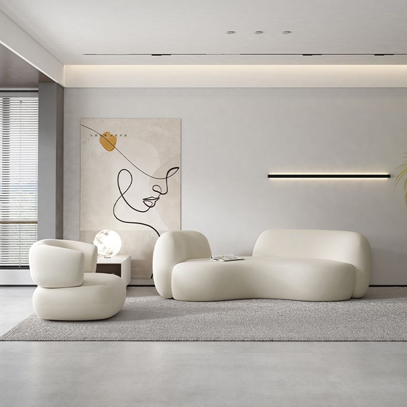 現代の白いマイクロファイバー29.52 "H湾曲したタキシードアームソファ