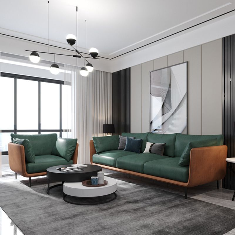 Stain Resistant Square Arm 3/4-Seat Sofa Extra Long Faux Leather Settee Clearhalo 'furn' 'furn_sofas' 'Furniture' 'furniture_sofas' 'kitchen' 'kitchen_sofas' 'Living Room Furniture' 'Sofa' 'sofas' 1200x1200_d371869b-1a19-4b79-88d4-bb5728ec44f5