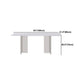 Modern Sintered Tone Top Dining Table Rectangle White with Acrylic Double Pedestal