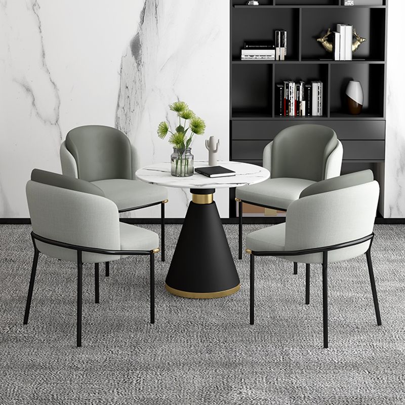 Modern Style Sintered Stone Dining Table Set Round 1/2/5 Pieces Dining Set for Home Use Clearhalo 'Dining Room Sets' 'Dining Tables & Seating' 'dining_room_set' 'furn' 'furn_dining_room_set' 'Furniture' 'Kitchen & Dining Furniture' 1200x1200_d3736eff-007e-48da-9e62-89e01e9b6317