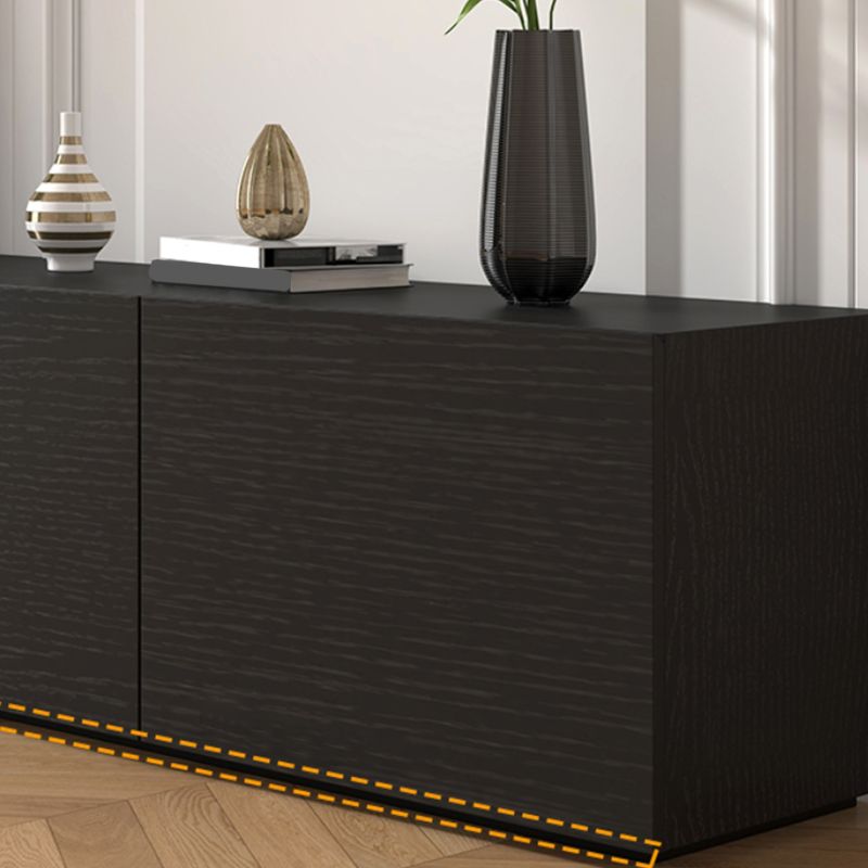 Consola de TV contemporánea negra Consola multimedia de madera sintética con puertas