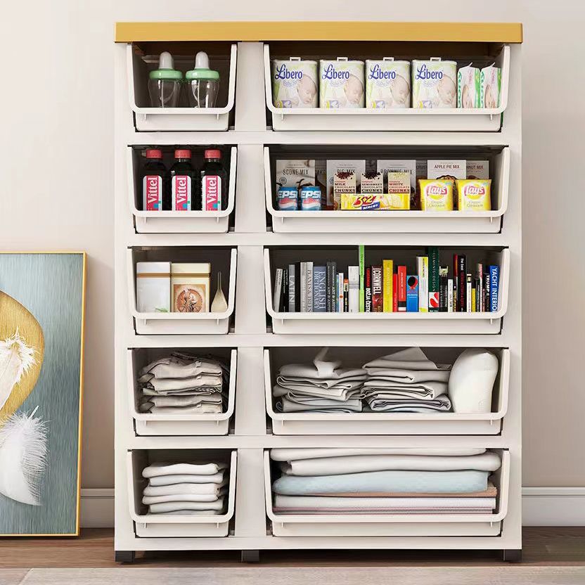 Modern Wardrobe Plastic 10-drawer Wardrobe Closet,29.53" D x 13.78" W x 39.37" H Clearhalo 'Armoires & Wardrobes' 'armoires_wardrobes' 'Bedroom Furniture' 'furn' 'furn_armoires_wardrobes' 'Furniture' 1200x1200_d37d7b58-619b-4bd5-a51a-c63ad415166c